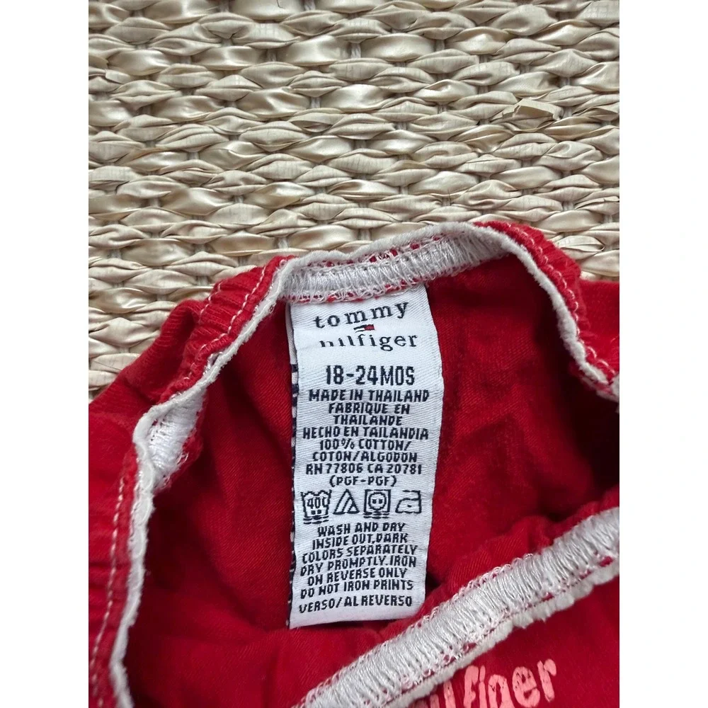 Tommy Hilfiger Girls Red Hibiscus Surf Graphic Cotton Dress 18-24 Y2K‎ vintage